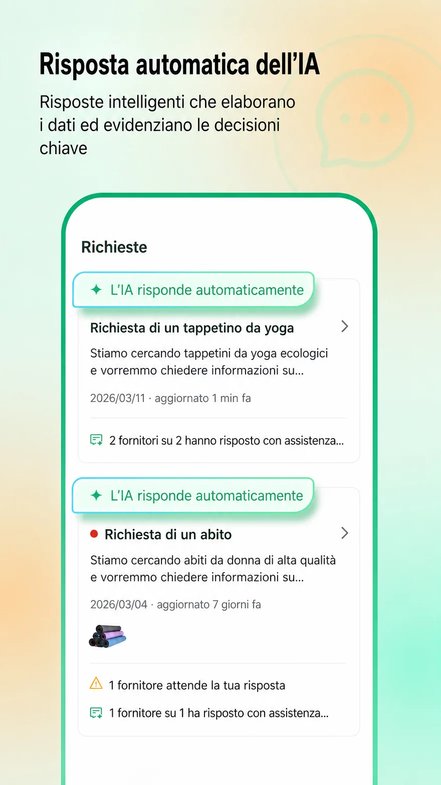 Risposte automatiche ai fornitori