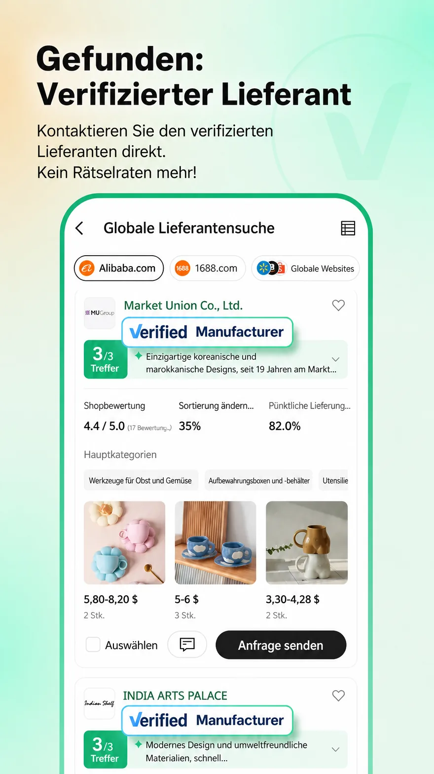 Accio findet geprüfte Hersteller